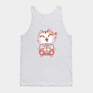 Cute cat is driving by car Tank Top